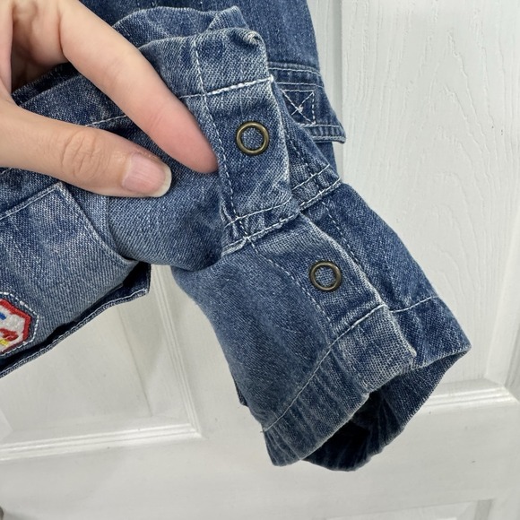 Vintage Jeans Wear Denim Childrens Overalls w Embroidered Helicopters 12 Months - Picture 8 of 10